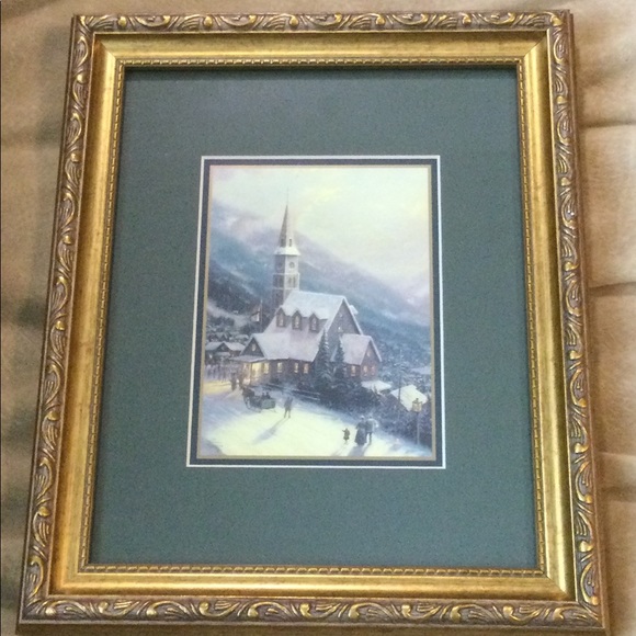 Thomas Kinkade Moonlit Village framed, perfect condition - Picture 1 of 10